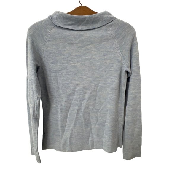 Talbots Pure Merino Wool Cowl Neck Pullover Sweater Womens XS Blue Cozy Knit - Picture 2 of 8